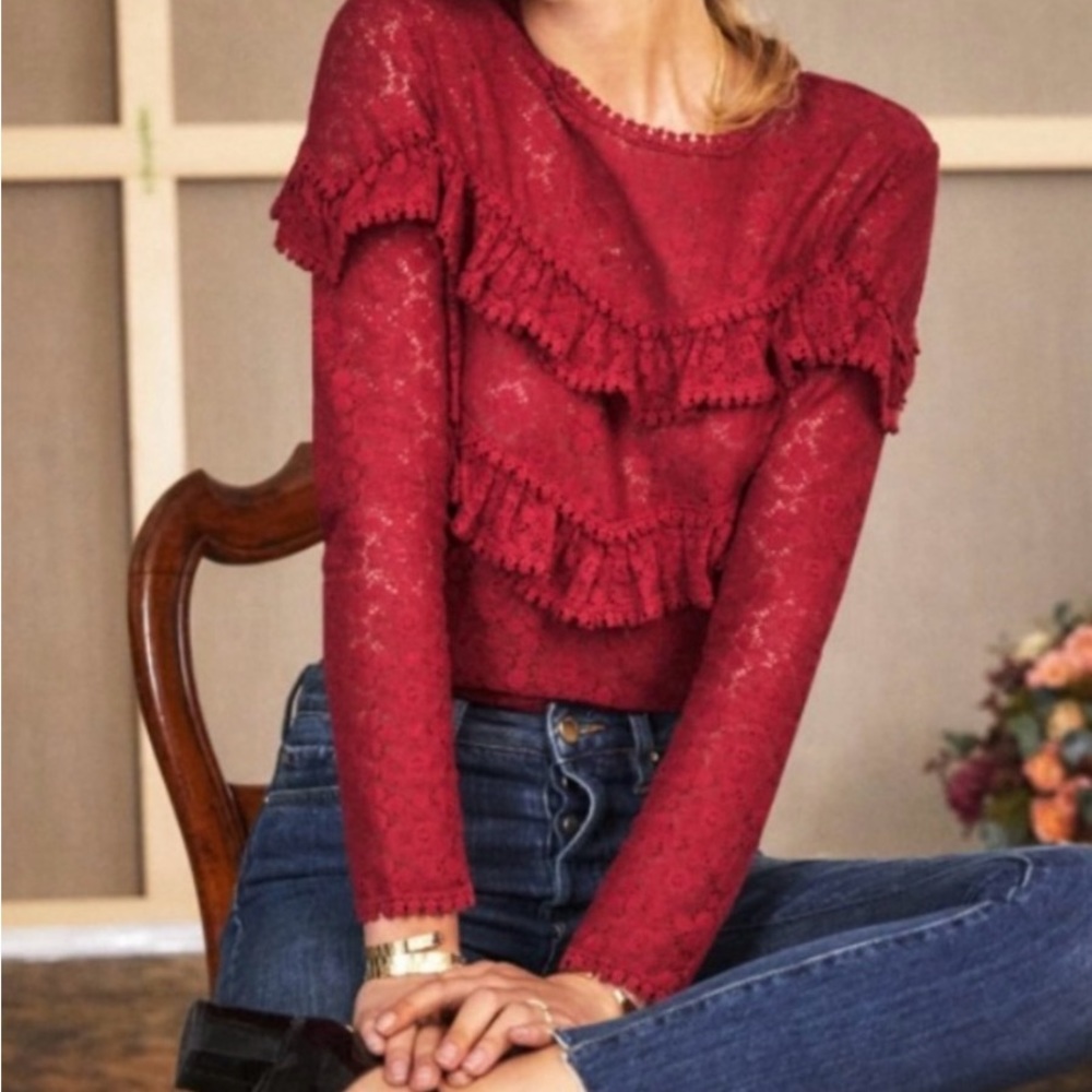 Sezane ninon raspberry blouse!